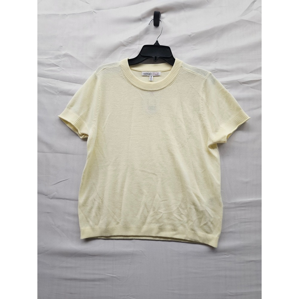 Edited x Hunter McGrady Womens Short Sleeve Knit Sweater Yellow M 7ER8031 NEW‎